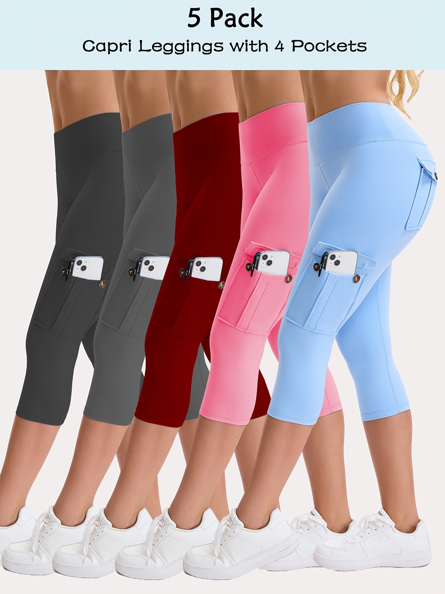 5pcs High Waist Yoga Cap