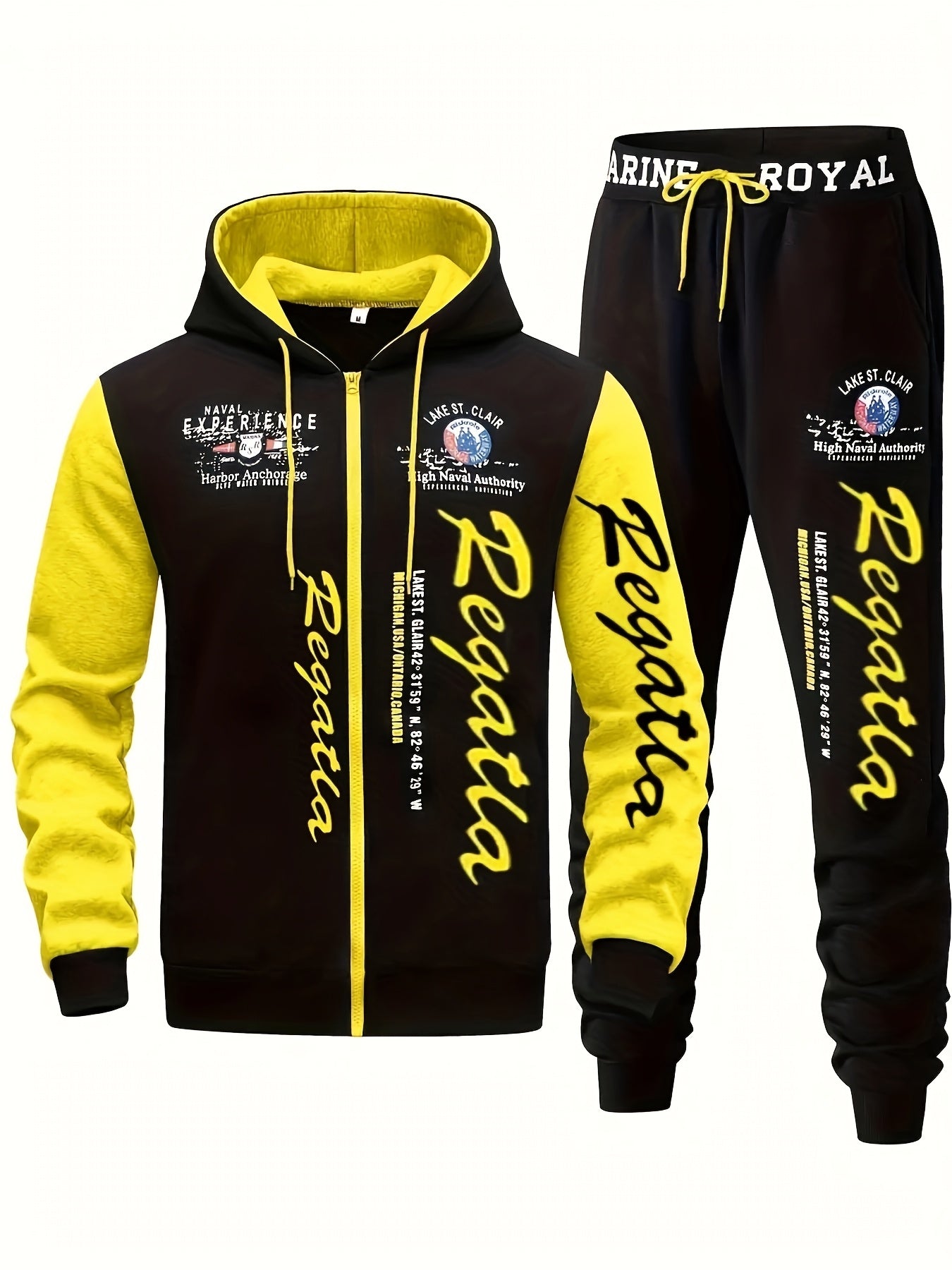 Men's Hooded Letter Printed Sportswear Set,