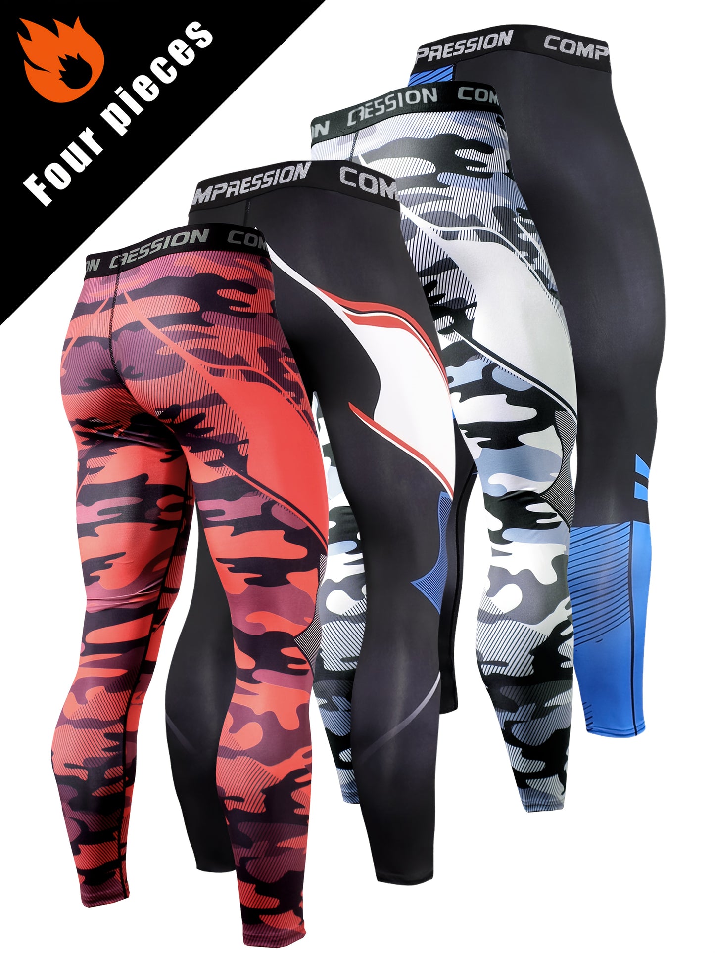 4pcs set of Men's sports leggings