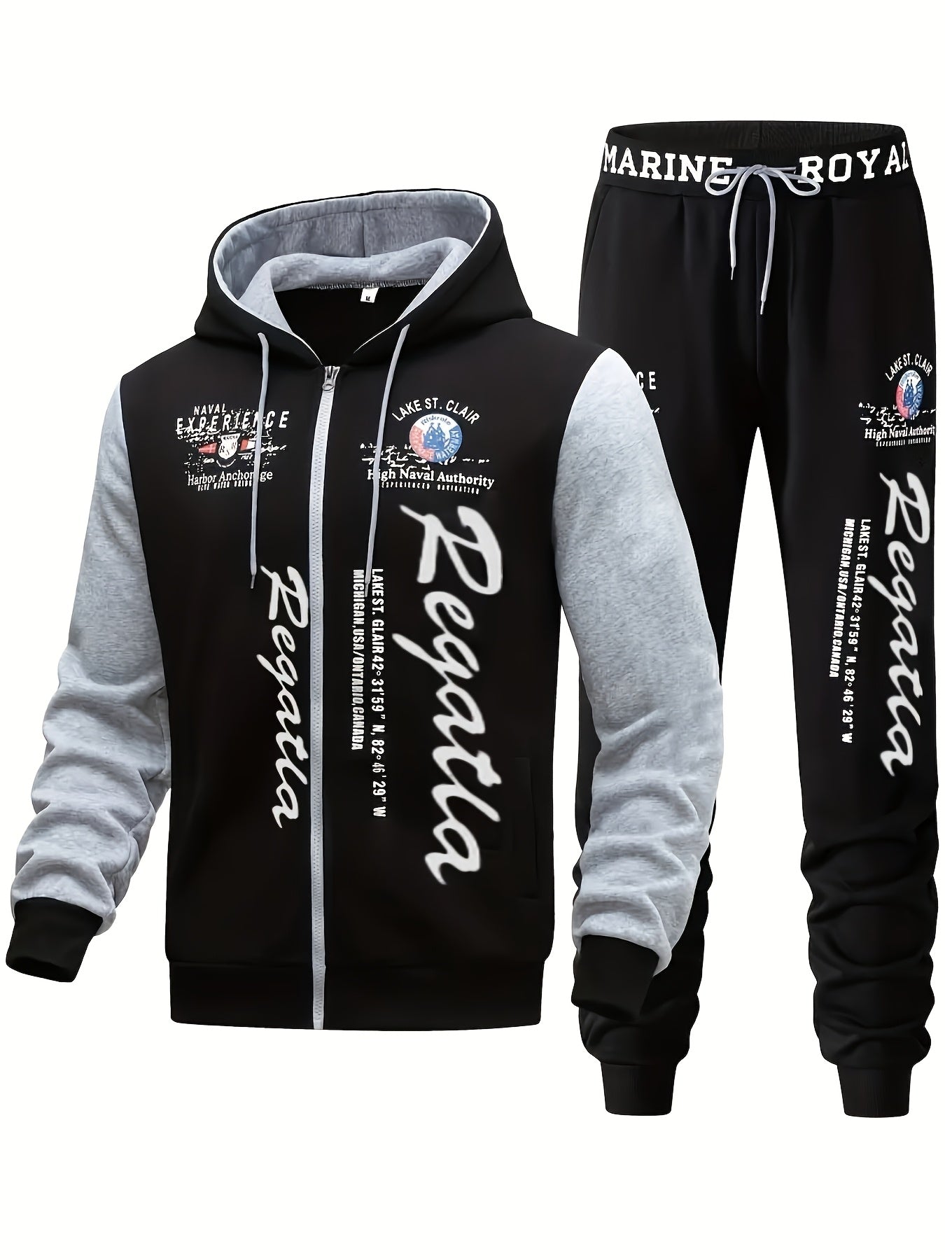 Men's Hooded Letter Printed Sportswear Set,