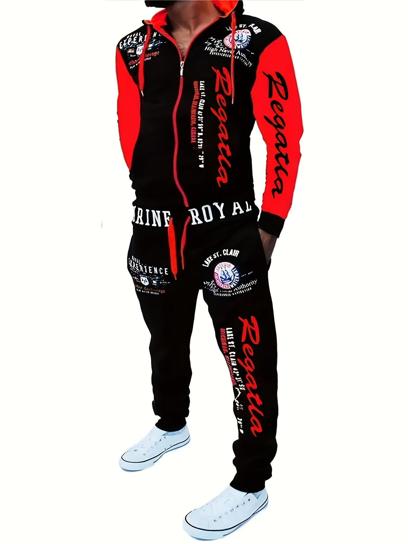Men's Hooded Letter Printed Sportswear Set,