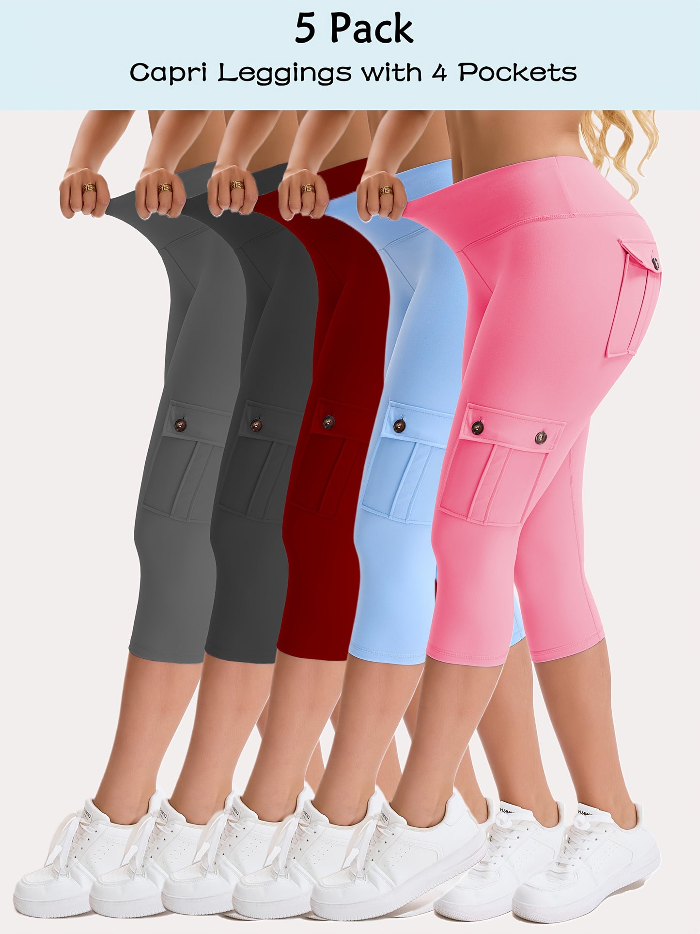 5pcs High Waist Yoga Cap