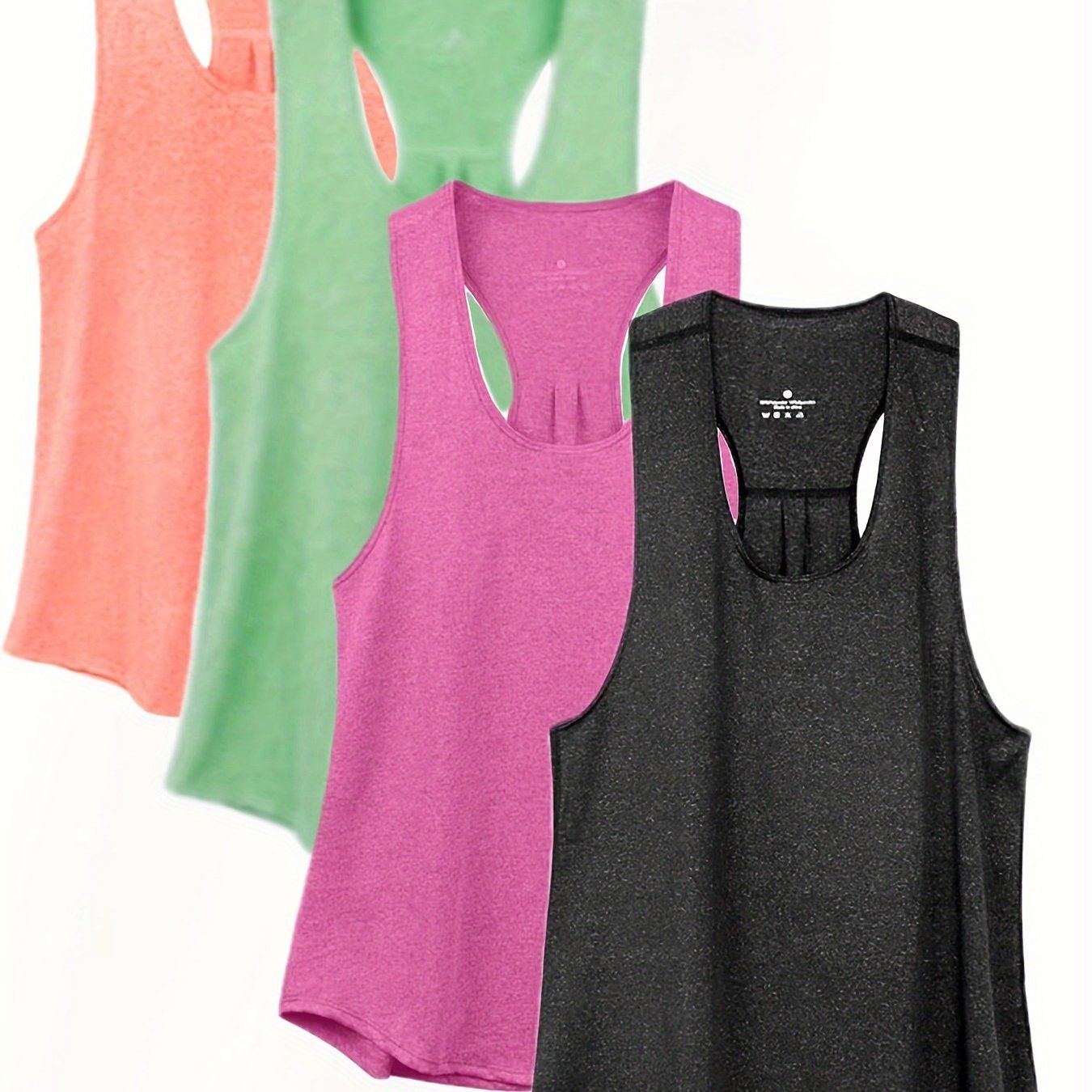 4pcs Quick-drying Sleeveless Racerback Tank Top for Fitness Training