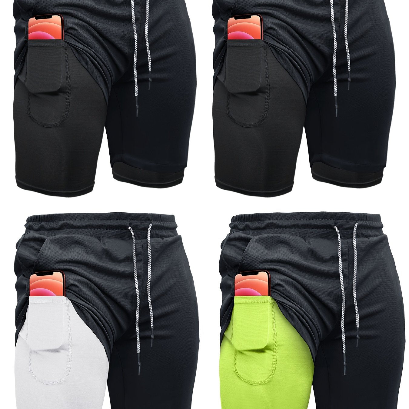 4pcs 2-in-1 High Stretch Men's Shorts