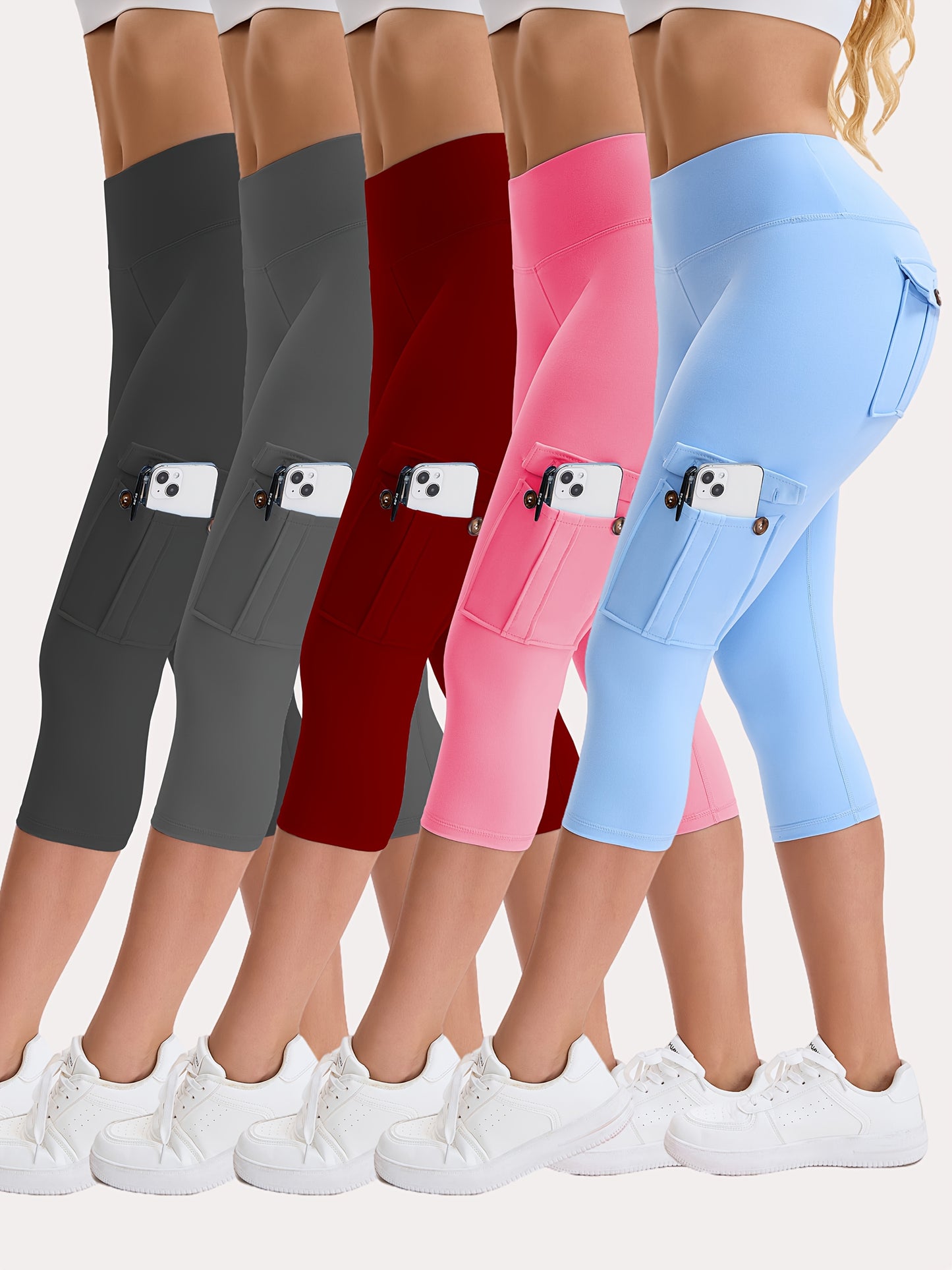 5pcs High Waist Yoga Cap