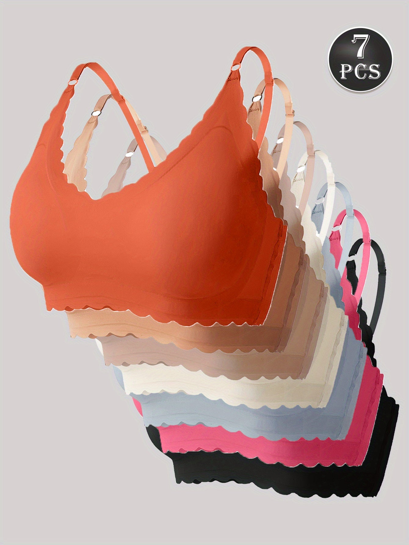 7pcs EssElegance Push-Up Seamless Bras for Women