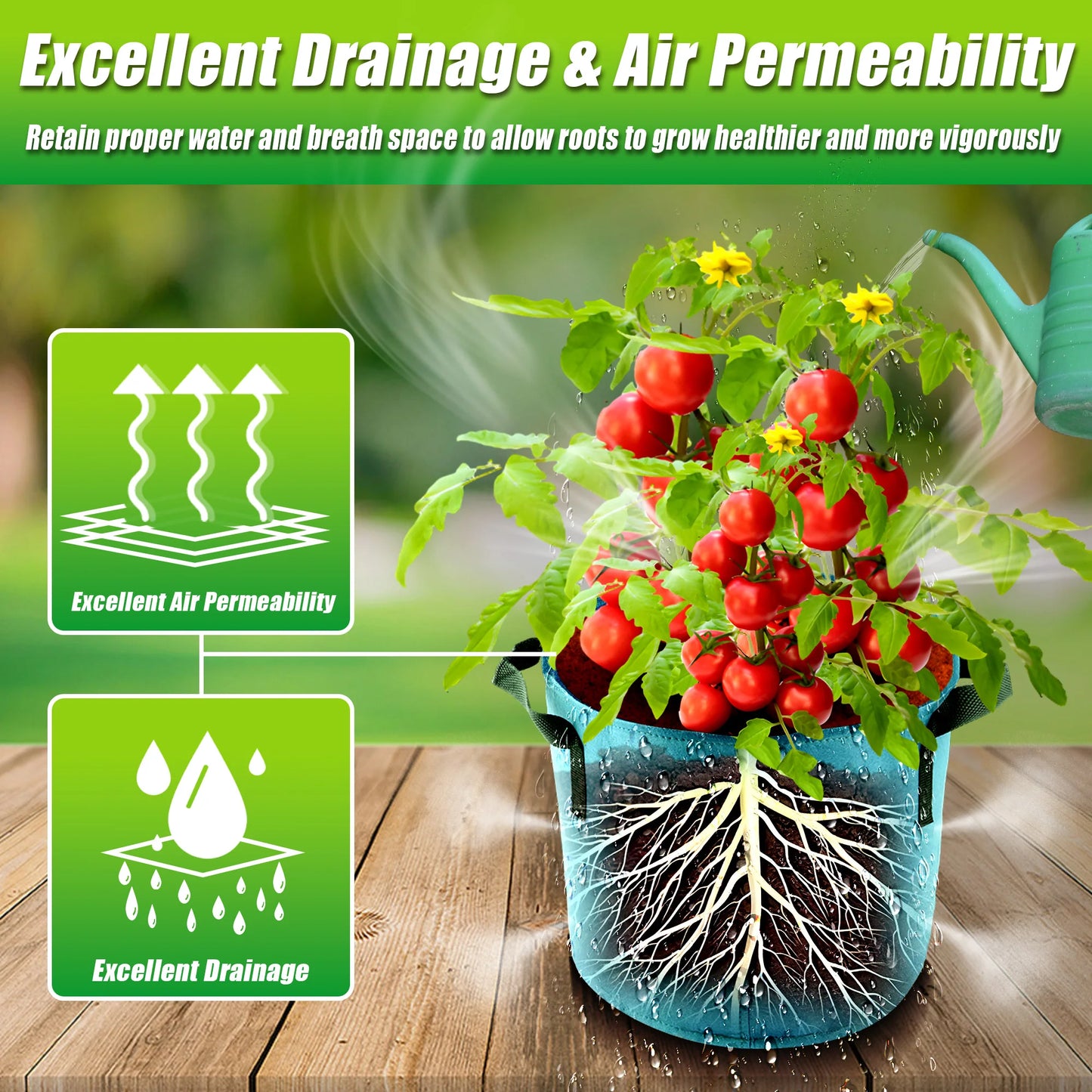 Colorful 5 Gallon Grow Bags 7 Pack for Garden Planting