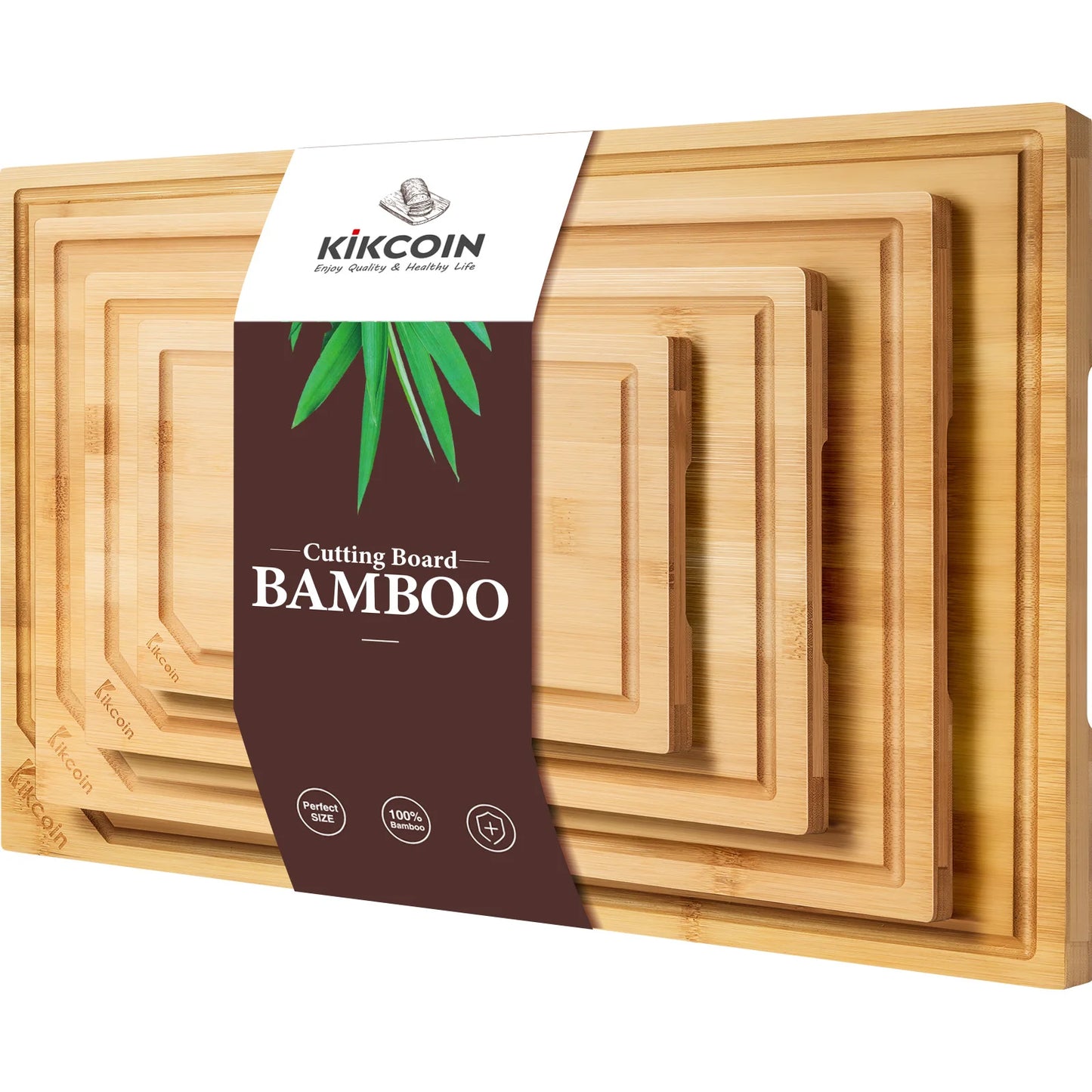 Extra Large Bamboo Cutting Board Set with Juice Groove
