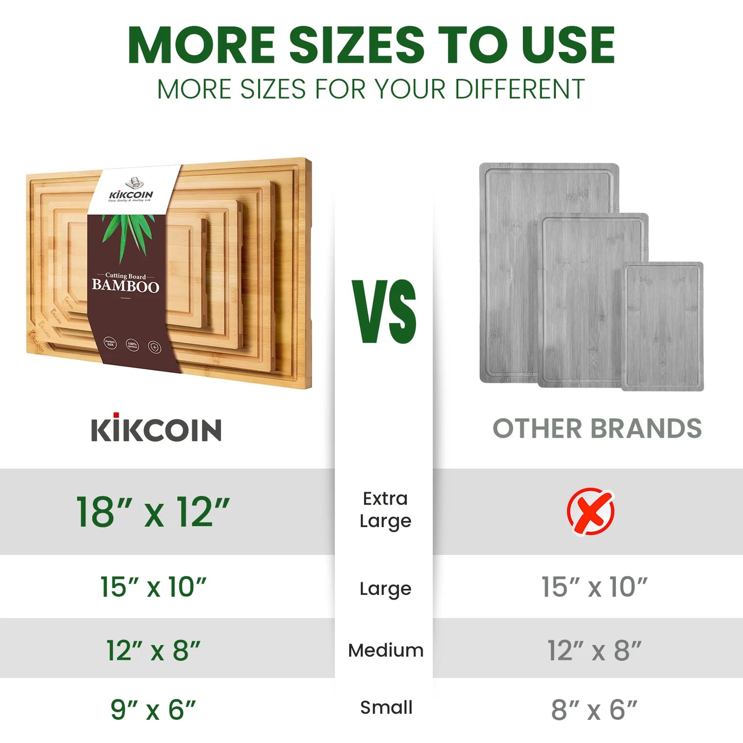 Extra Large Bamboo Cutting Board Set with Juice Groove