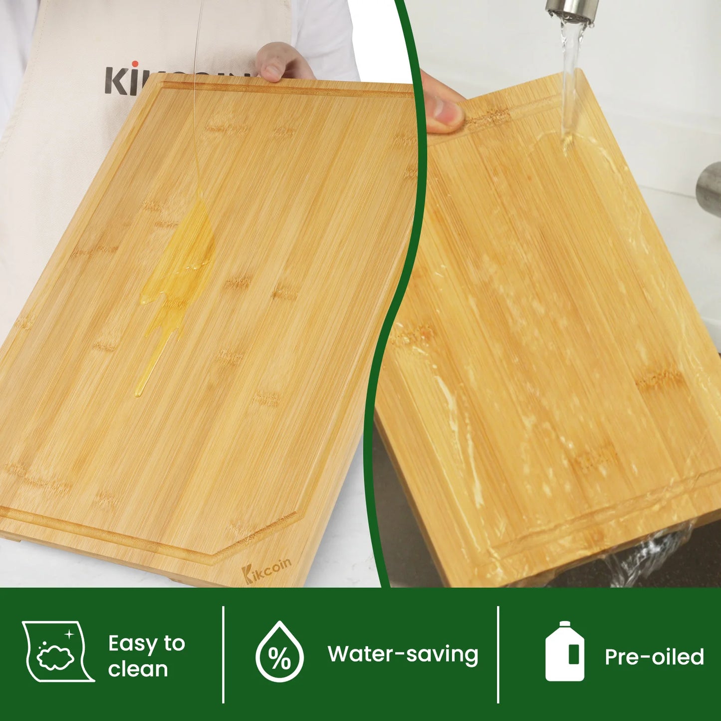 Extra Large Bamboo Cutting Board Set with Juice Groove