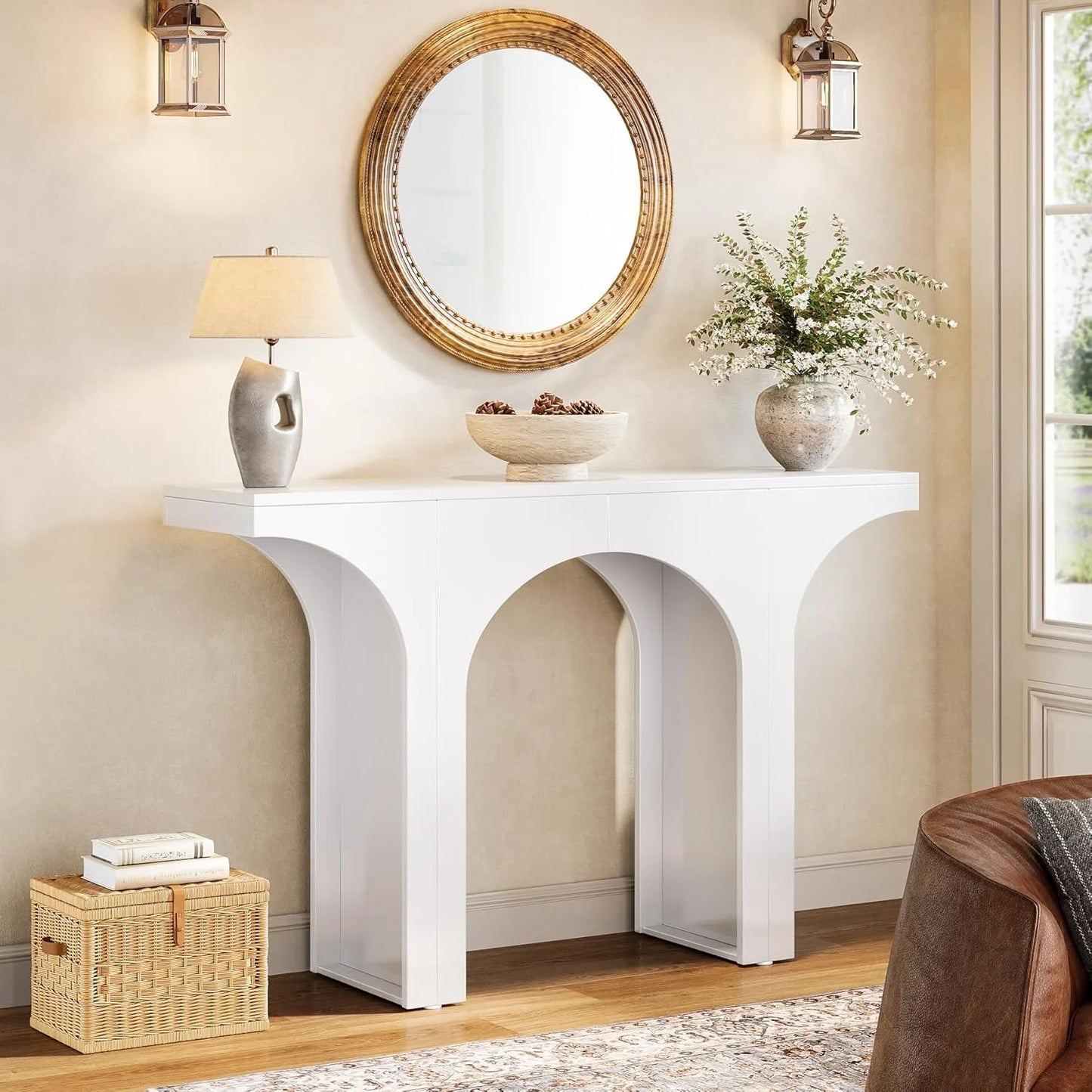 47-Inch Modern Black Console Table for Entryway,