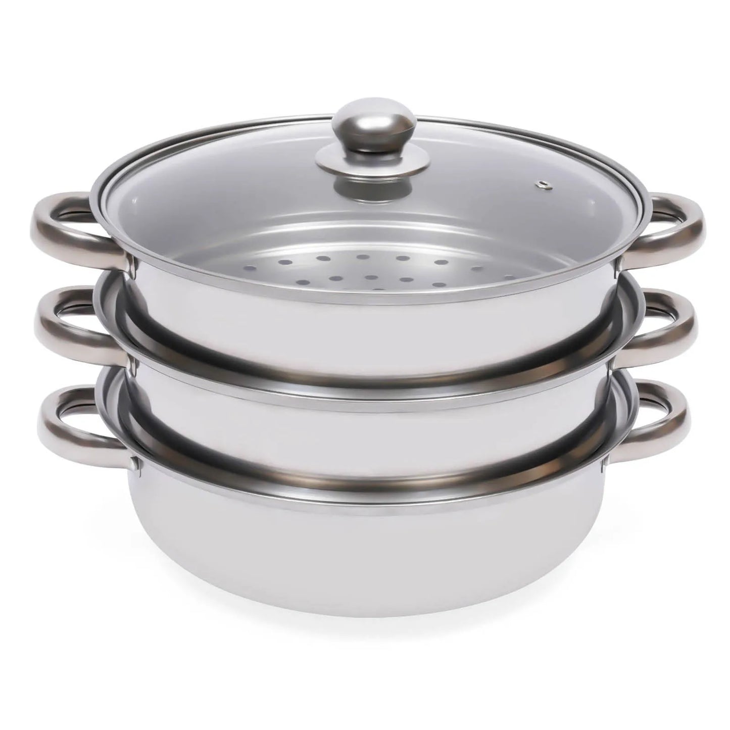 11 Inch Three Tier Stainless Steel Steamer with Glass Lid