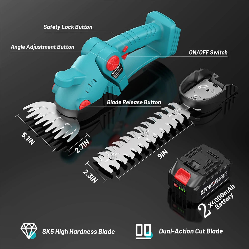 SEESII 2 IN 1 Cordless Hedge Trimmer