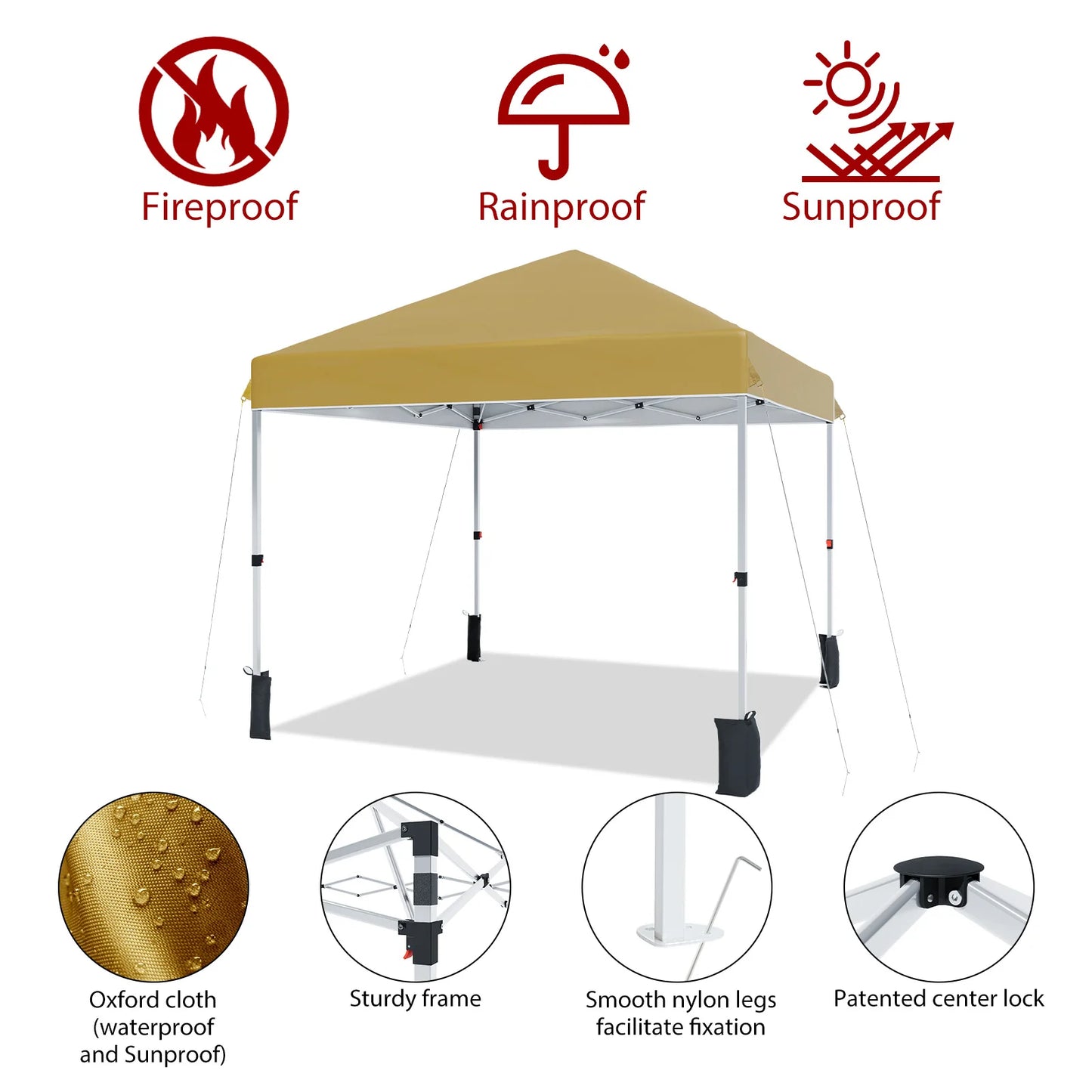 10x10ft Center Locking Waterproof Canopy Tent for 5-8 People