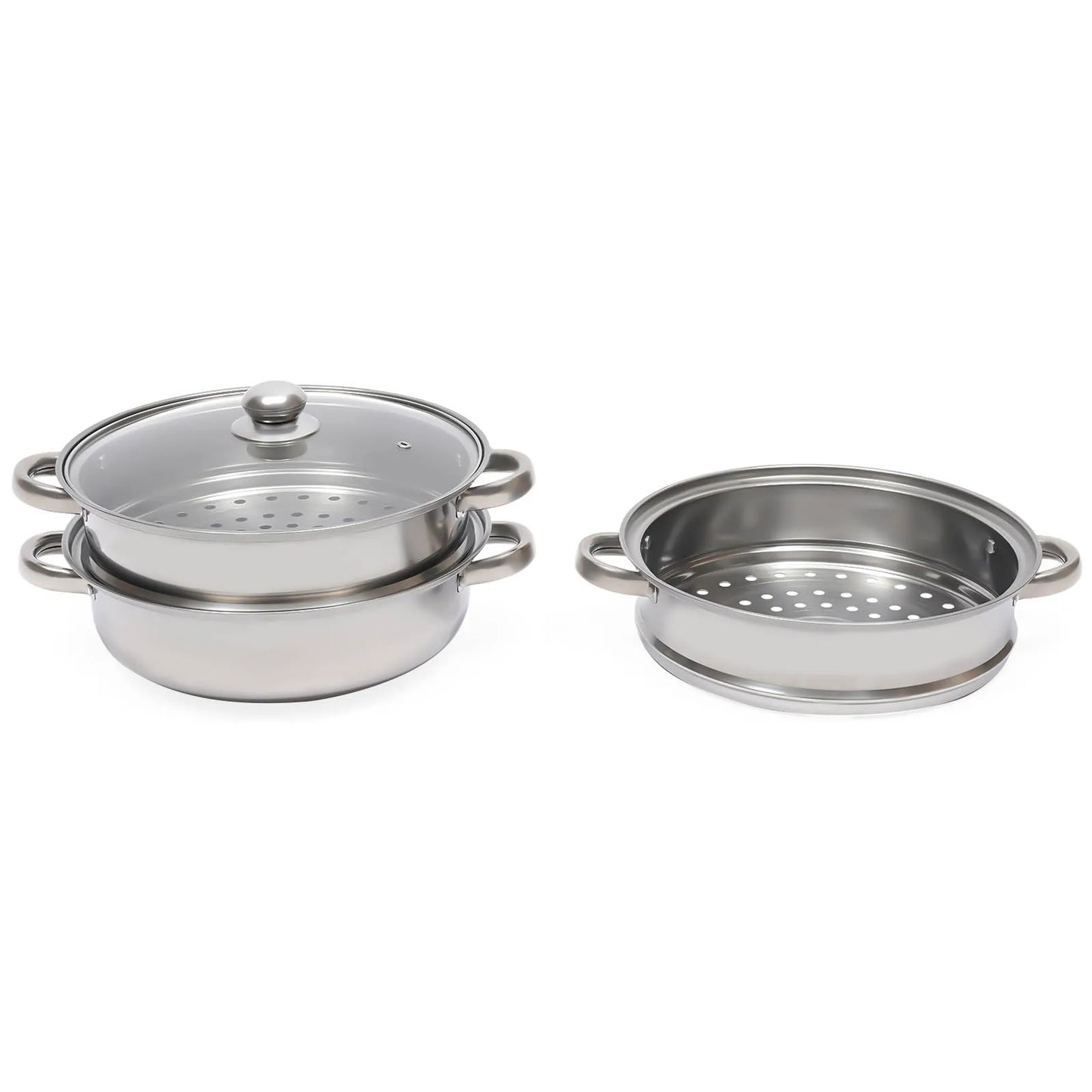 11 Inch Three Tier Stainless Steel Steamer with Glass Lid