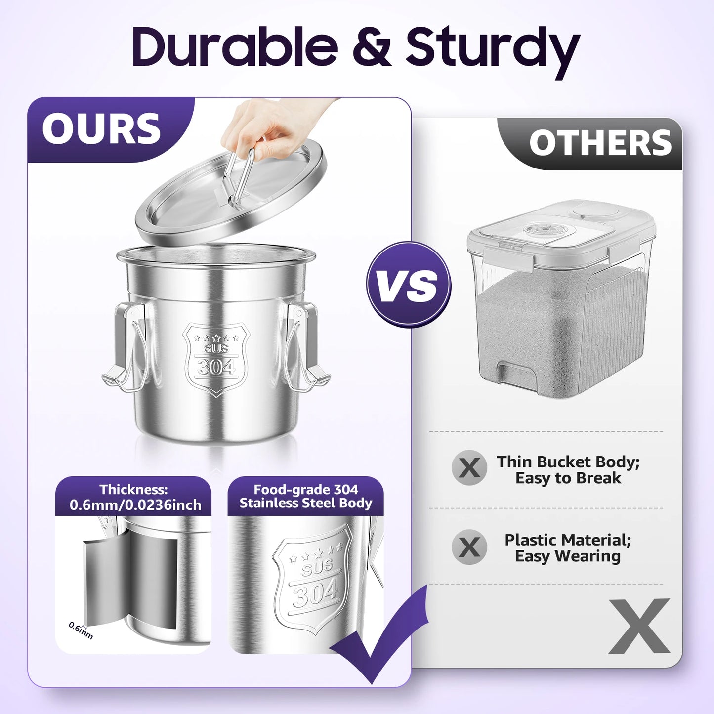 6L stainless steel rice bucket,,