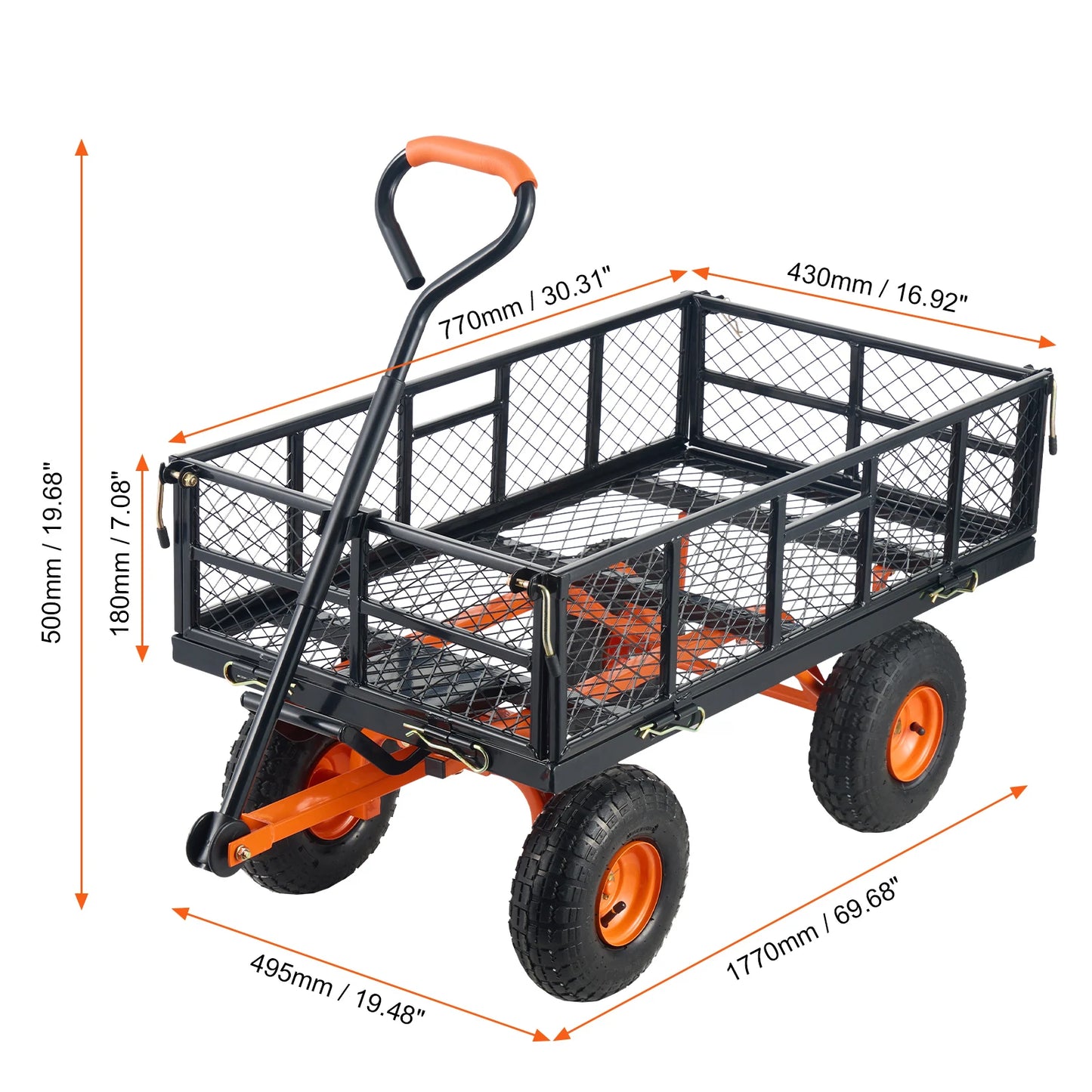 SucceBuy Garden Cart With Heavy Duty 400 Pound Load Capacity