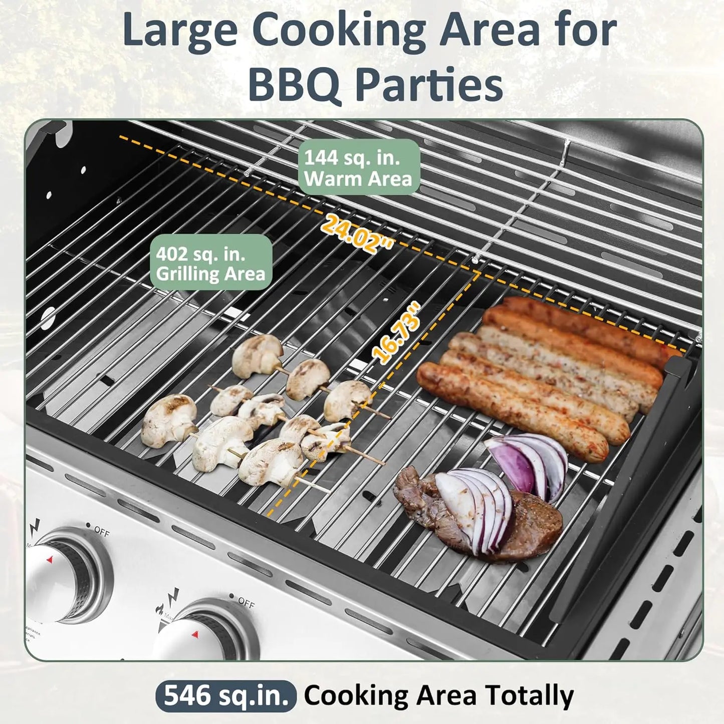 Propane Gas Grill with 4 Burners and Side Burner Assembly
