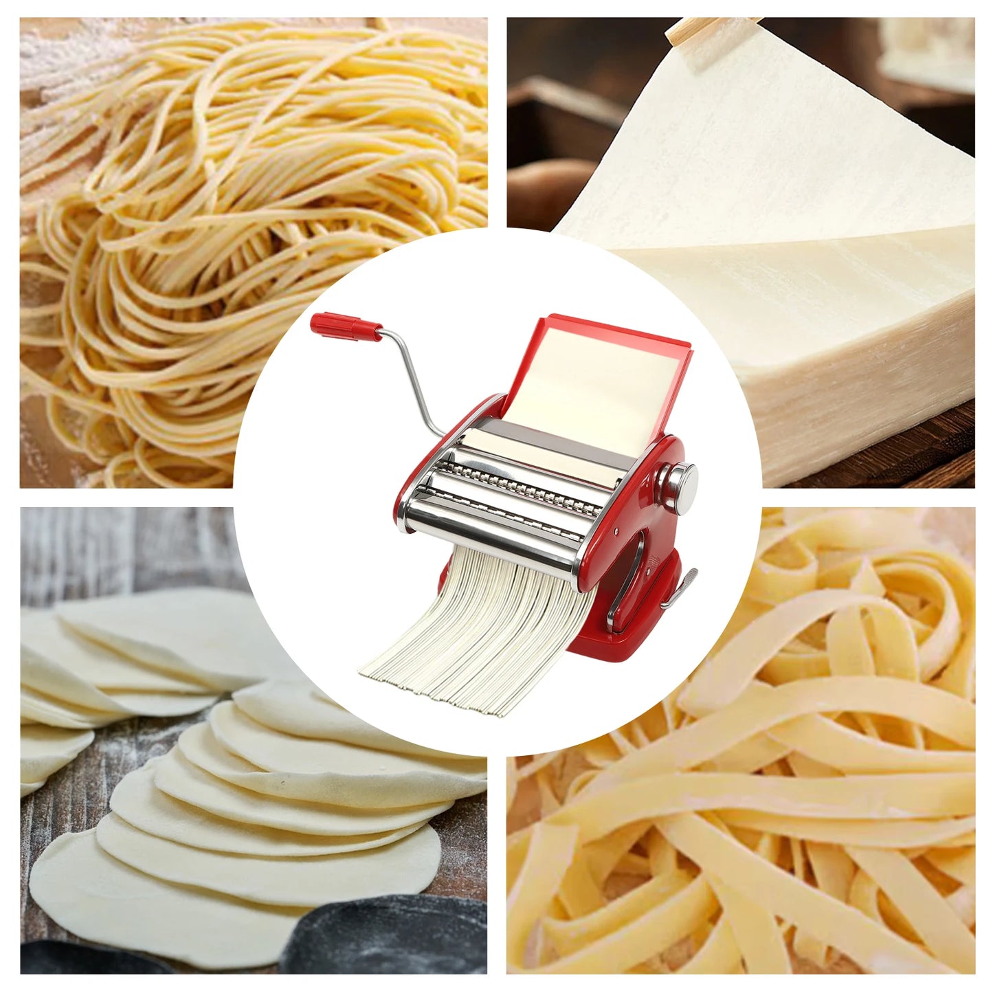 Bymaocar Manual Stainless Steel Noodle Maker with Adjustable Thickness