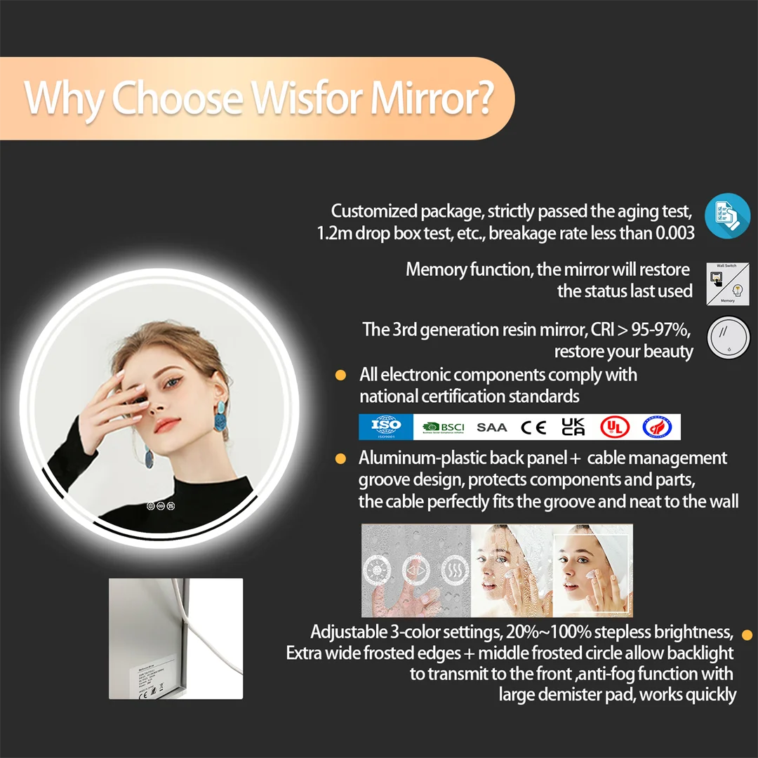 LUVODI 80cm Round Large LED Bathroom Mirror