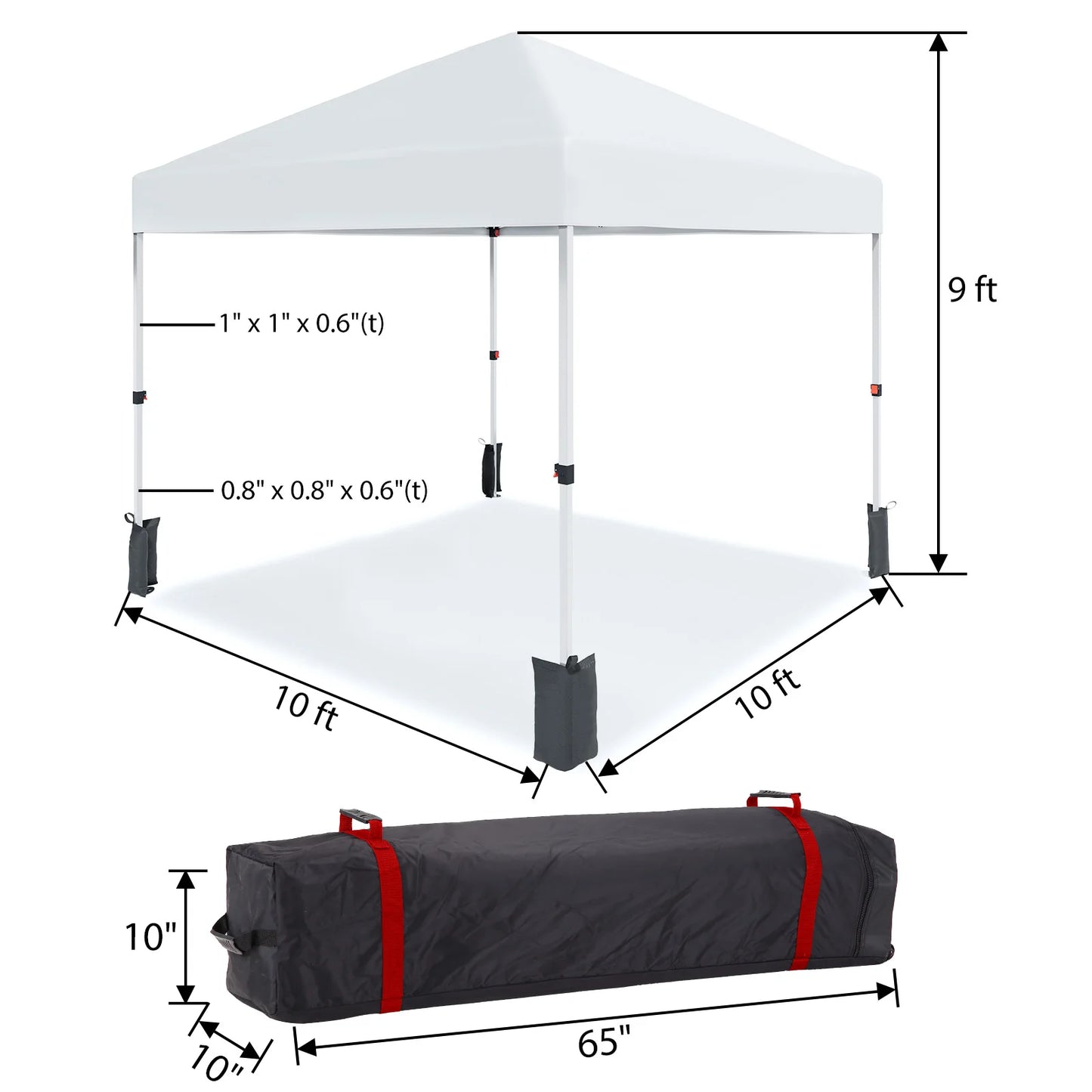 10x10ft Center Locking Waterproof Canopy Tent for 5-8 People