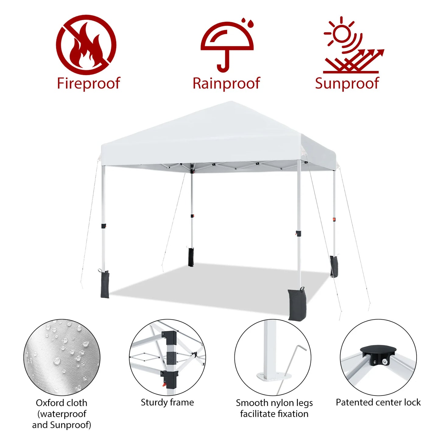 10x10ft Center Locking Waterproof Canopy Tent for 5-8 People