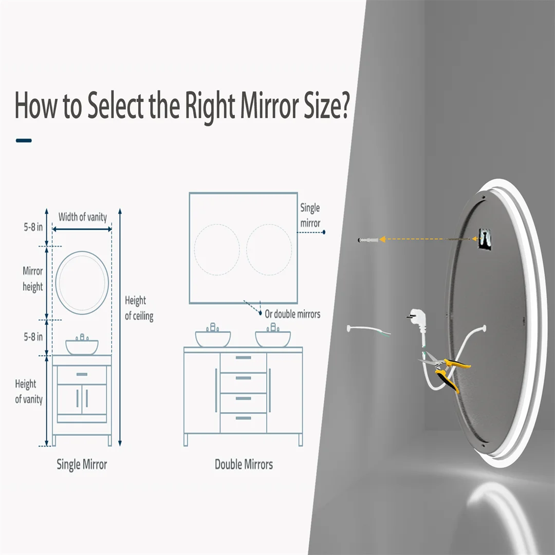 LUVODI 80cm Round Large LED Bathroom Mirror