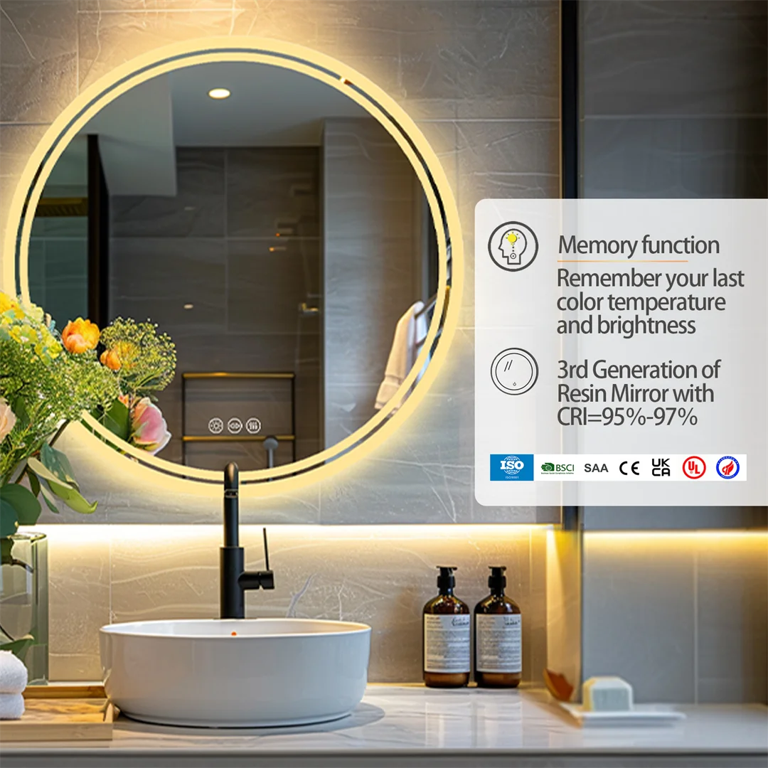 LUVODI 80cm Round Large LED Bathroom Mirror