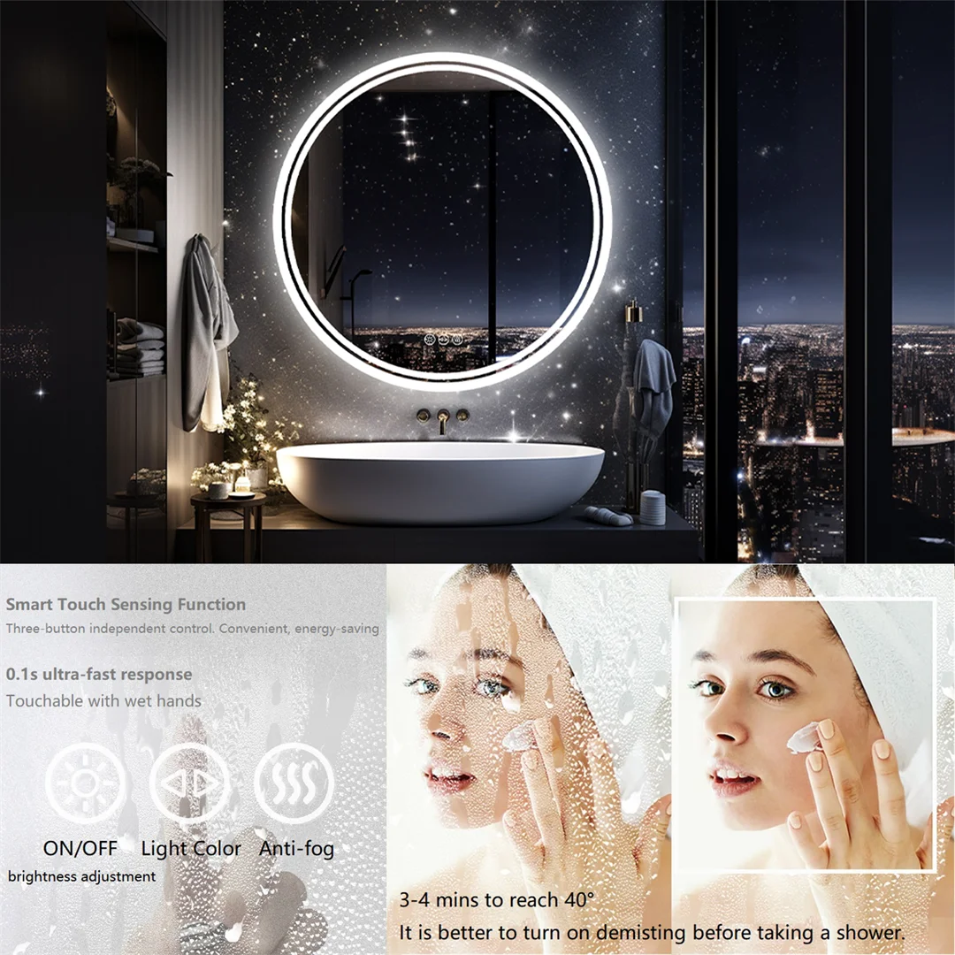 LUVODI 80cm Round Large LED Bathroom Mirror