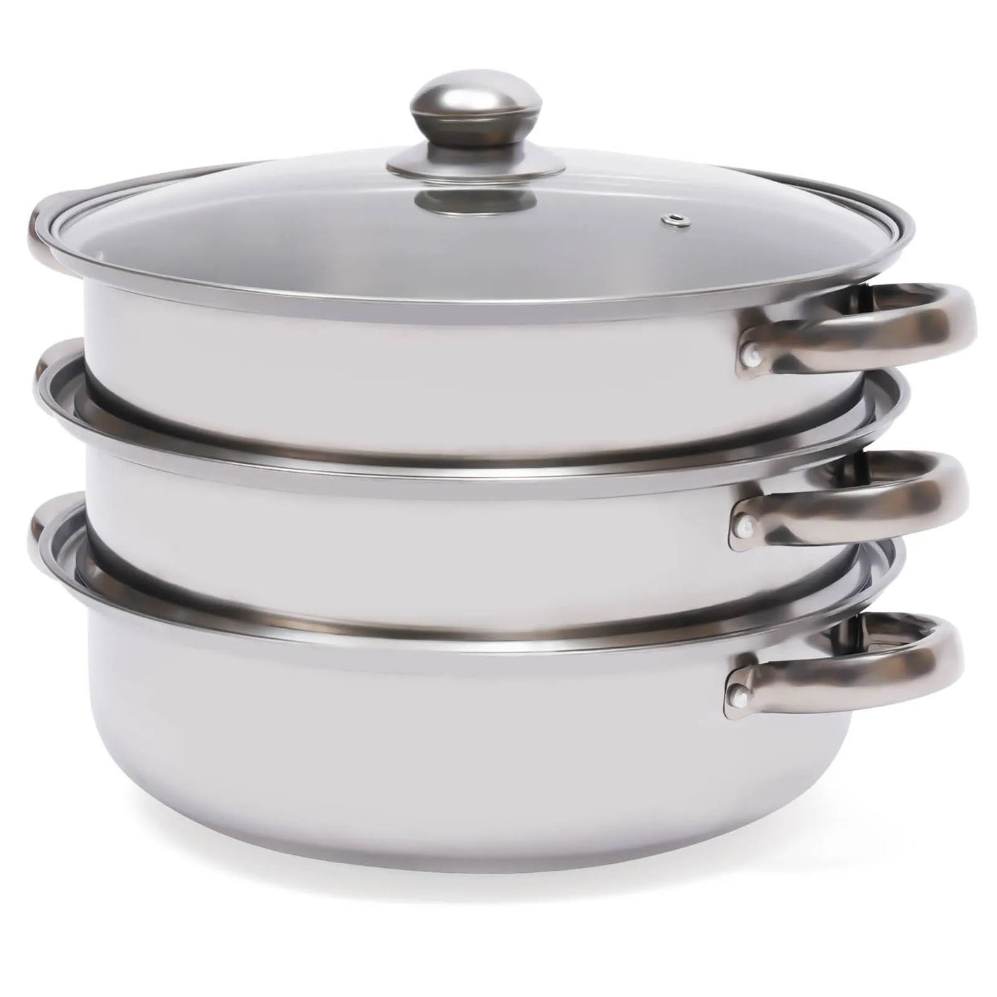11 Inch Three Tier Stainless Steel Steamer with Glass Lid