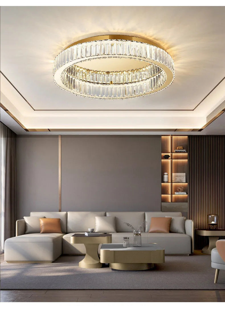 Modern Gold Crystal Ceiling Chandelier