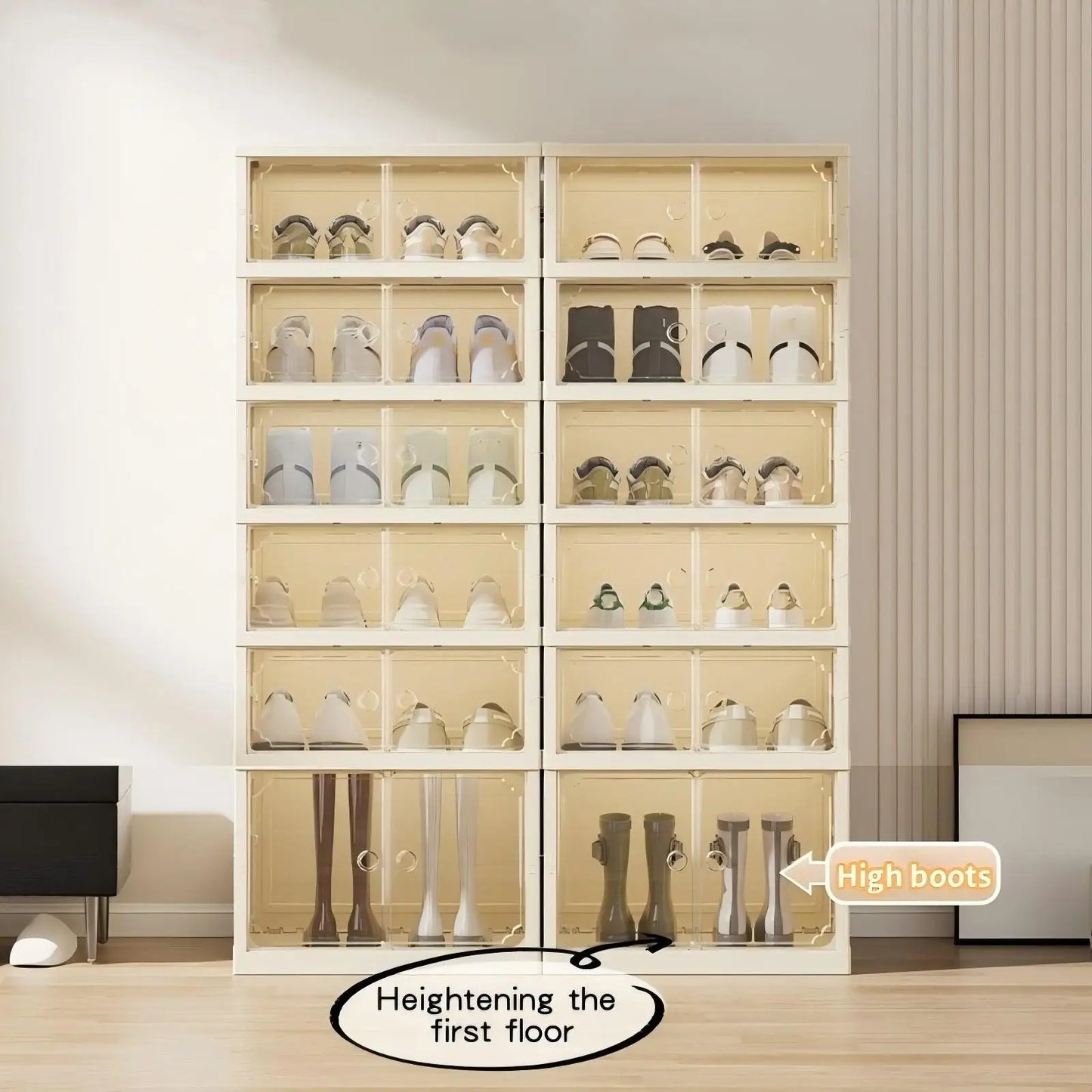 Widening Shoe Cabinet Transparent Heightening Shoes Box
