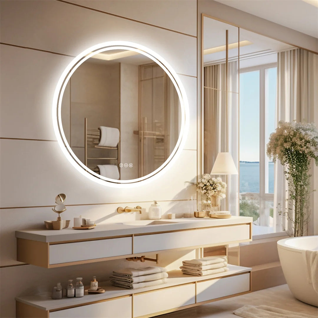 LUVODI 80cm Round Large LED Bathroom Mirror
