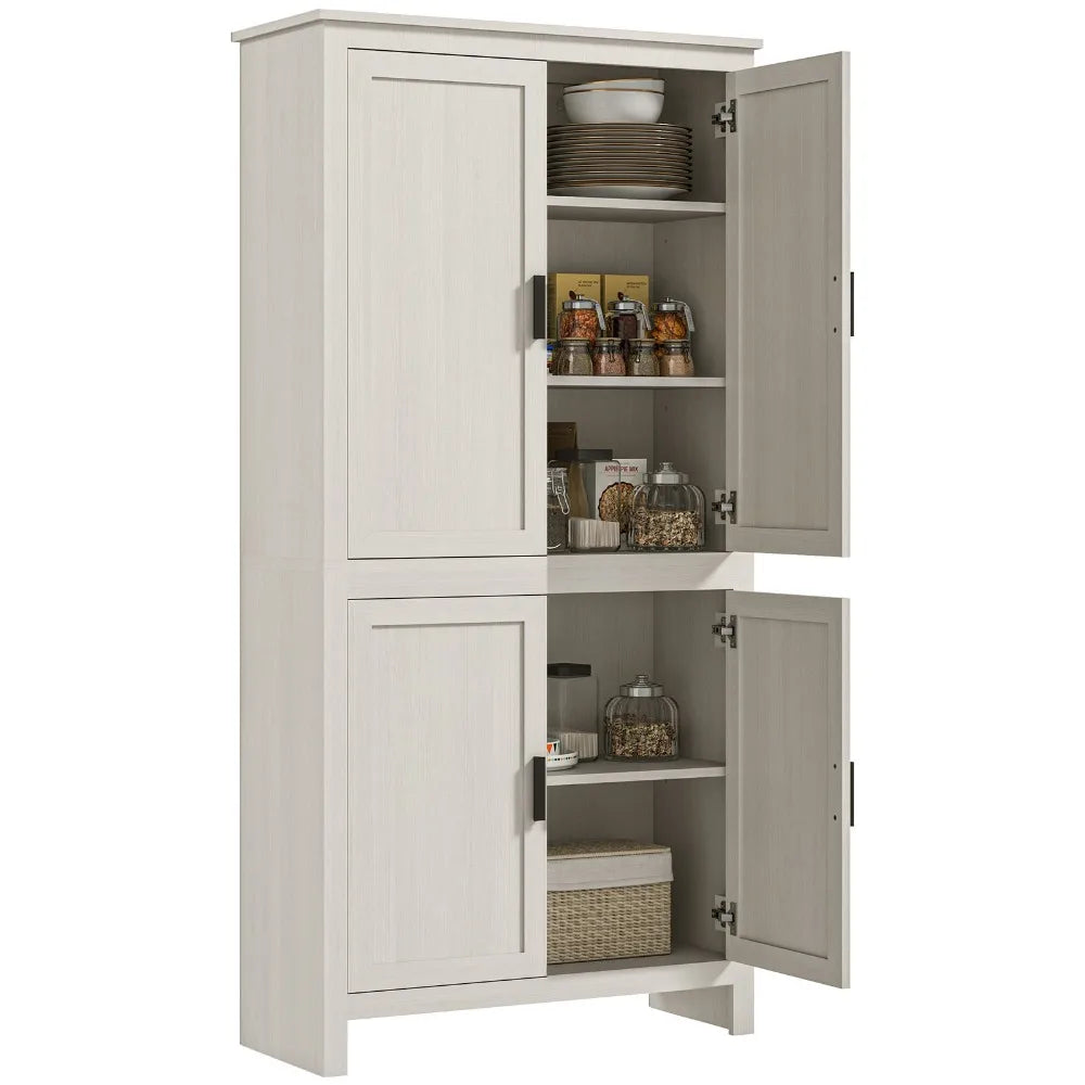 Freestanding Kitchen Pantry Four-Door Storage Cabinet