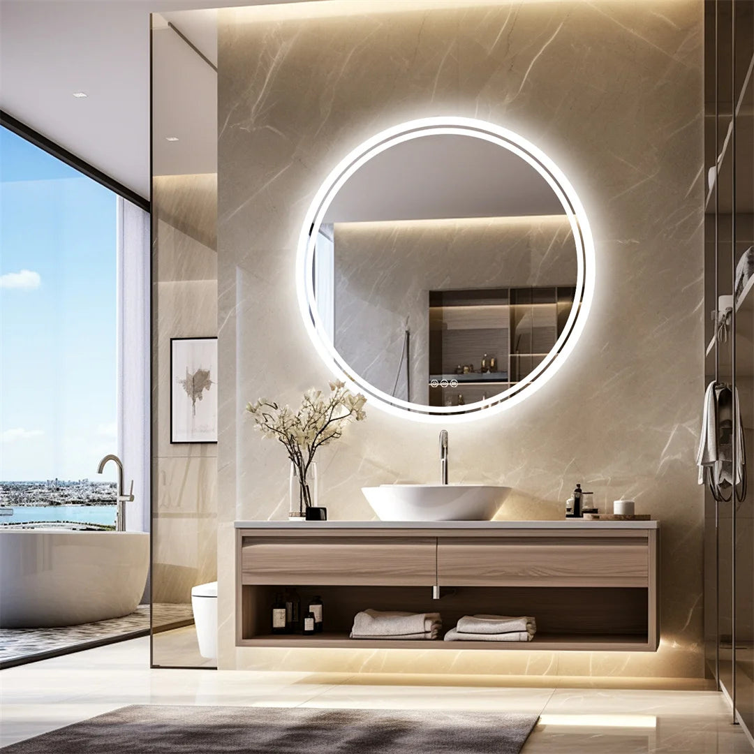 LUVODI 80cm Round Large LED Bathroom Mirror