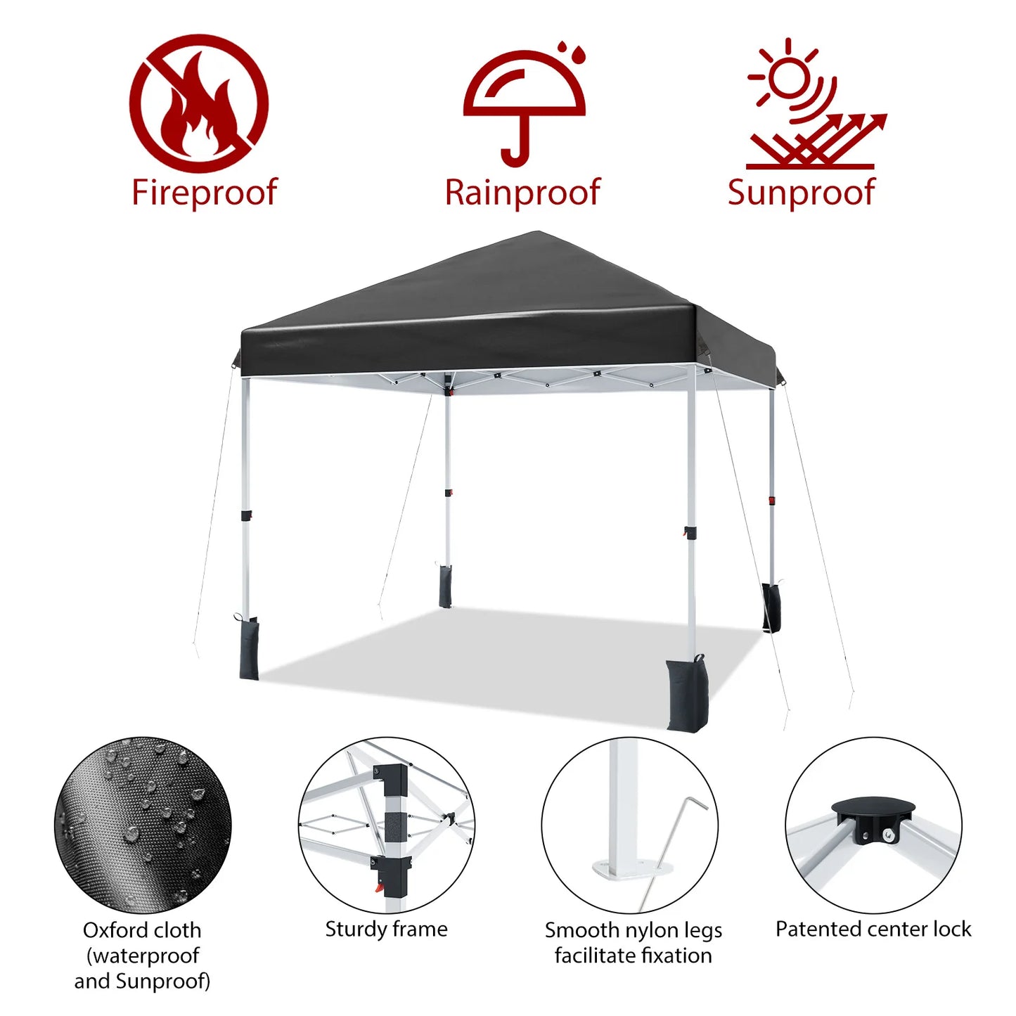 10x10ft Center Locking Waterproof Canopy Tent for 5-8 People