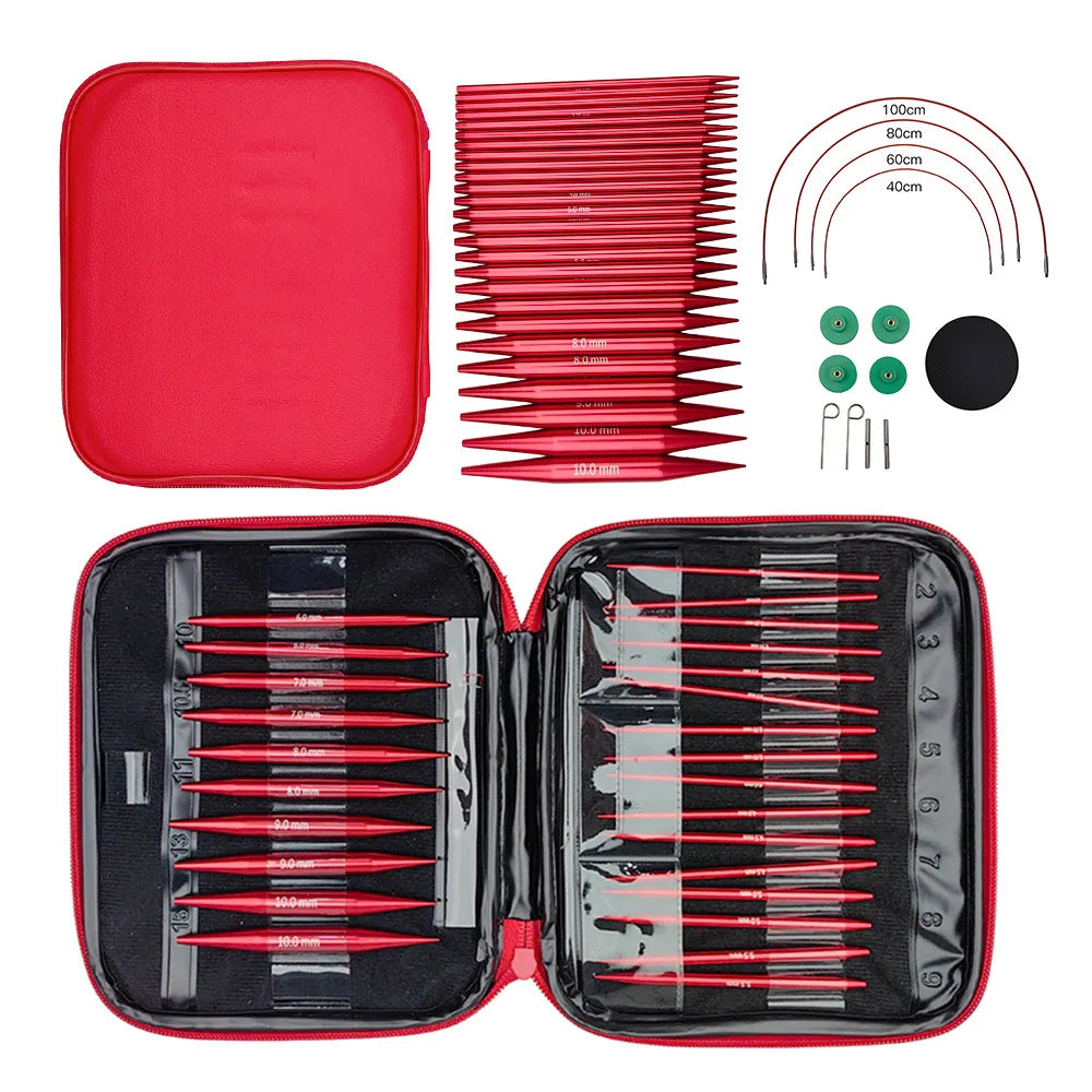 26 Piece Knitting Needles Set With Interchangeable Circular Needles