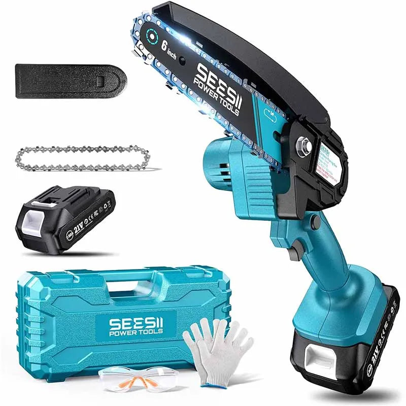 Seesii 6-inch Cordless Mini Chainsaw Electric Power Chain Saw