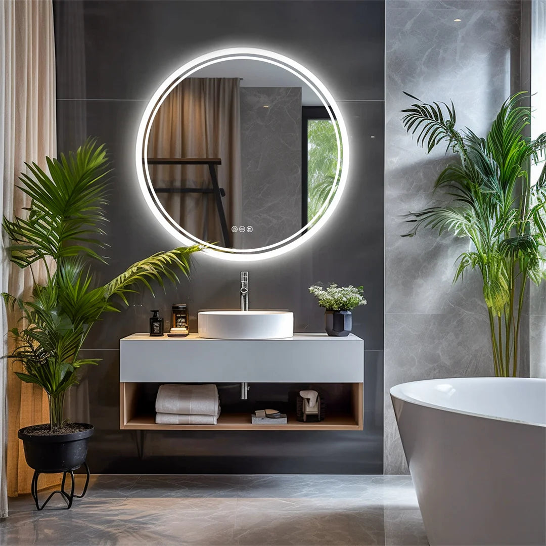 LUVODI 80cm Round Large LED Bathroom Mirror