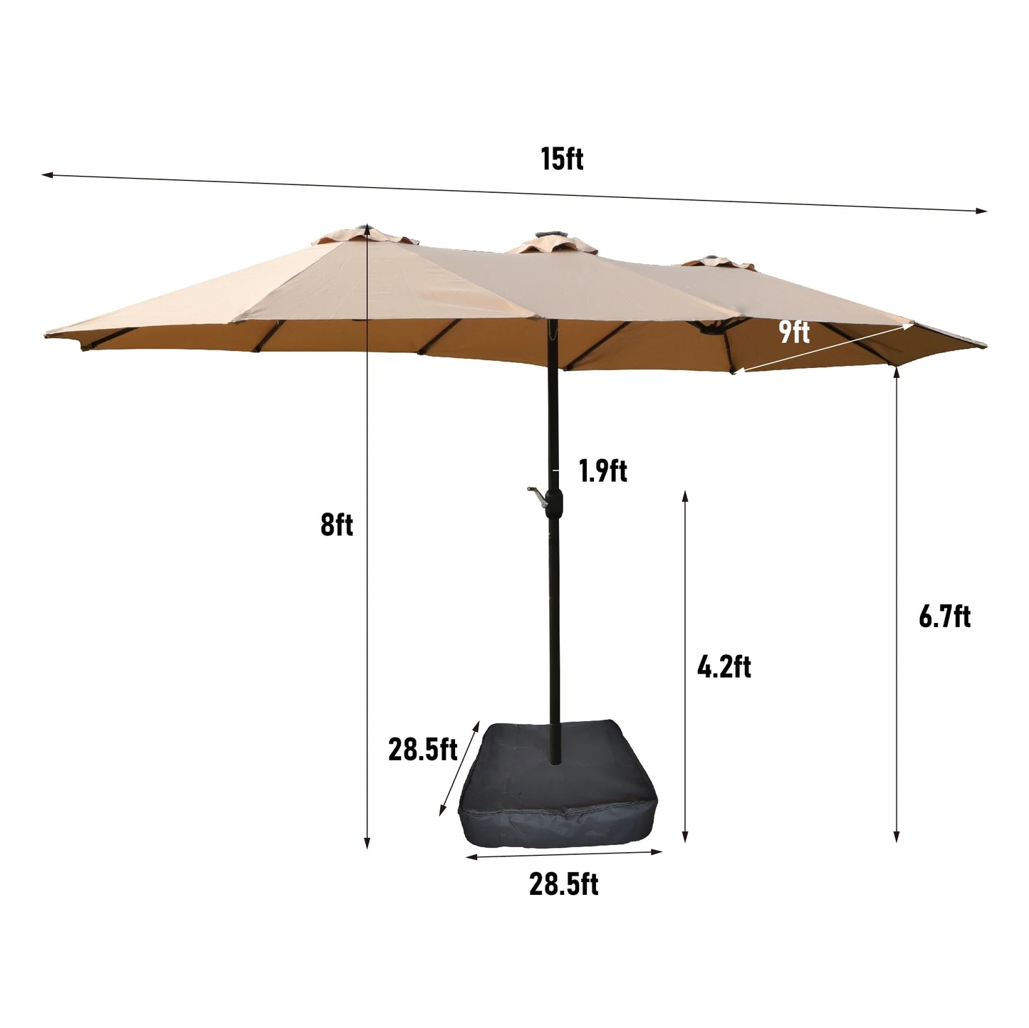Double Sided Patio Umbrella With Solar Lights