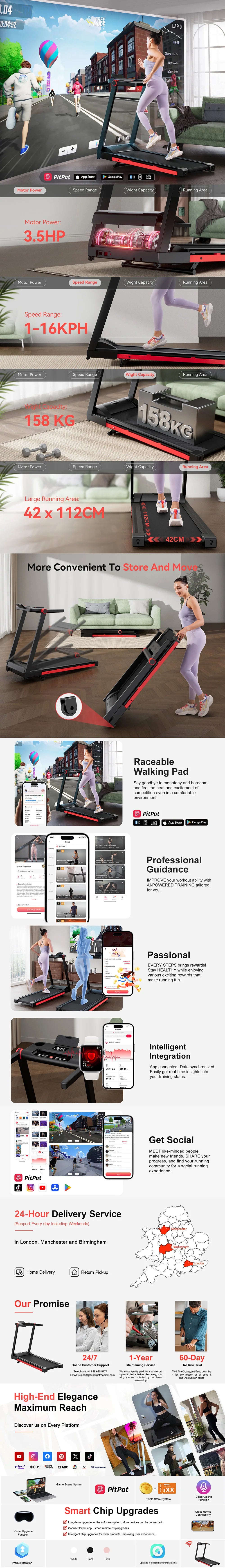 3.5HP Foldable Incline Home Treadmill Walking Pad