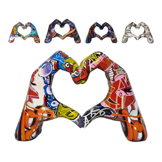 Creative Heart Gesture Sculpture Resin Abstract Hand