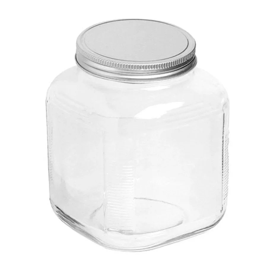 Clear Glass Cookie Jar with Brushed Aluminum Lid