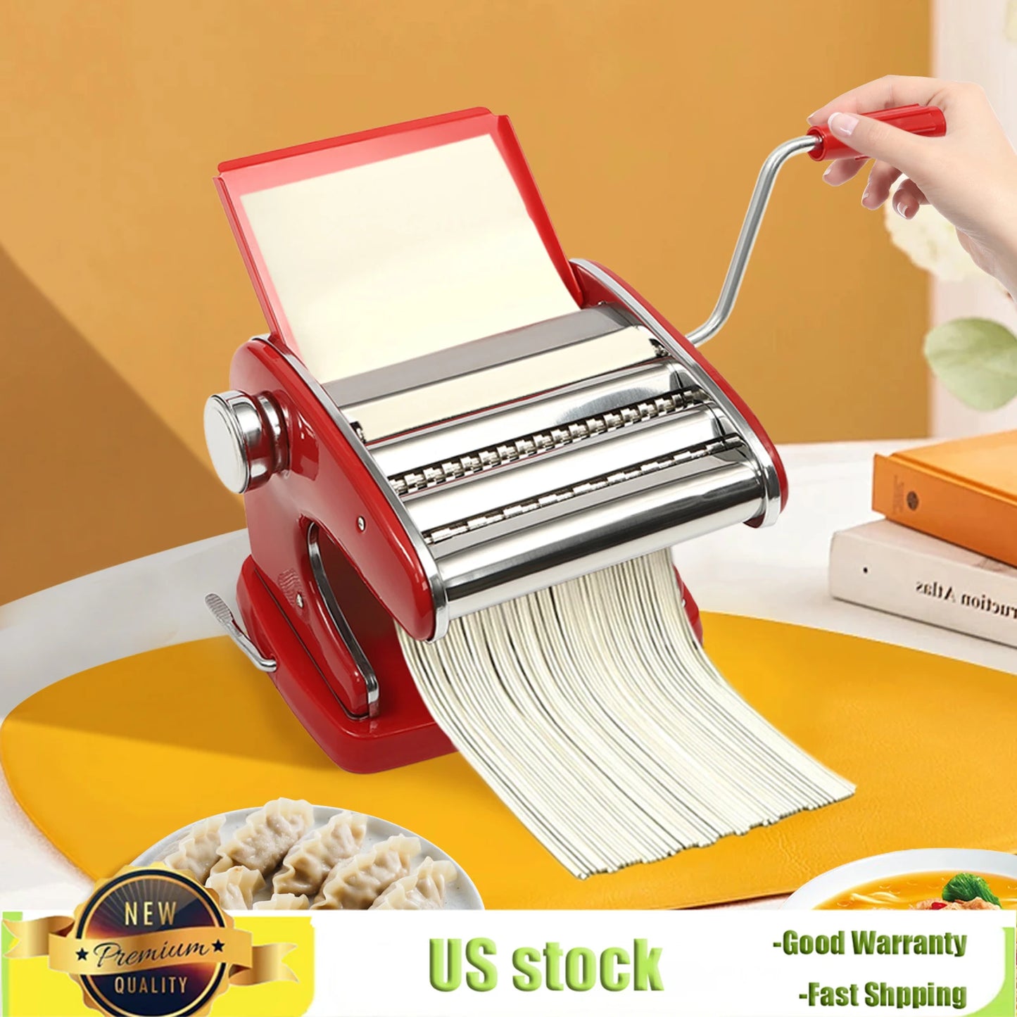 Bymaocar Manual Stainless Steel Noodle Maker with Adjustable Thickness