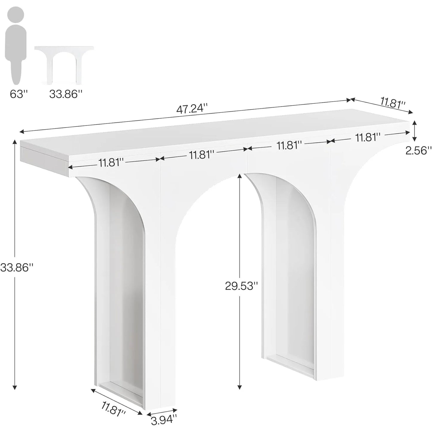 47-Inch Modern Black Console Table for Entryway,
