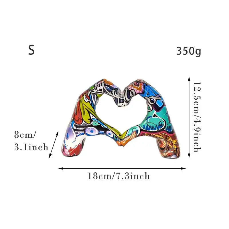 Creative Heart Gesture Sculpture Resin Abstract Hand