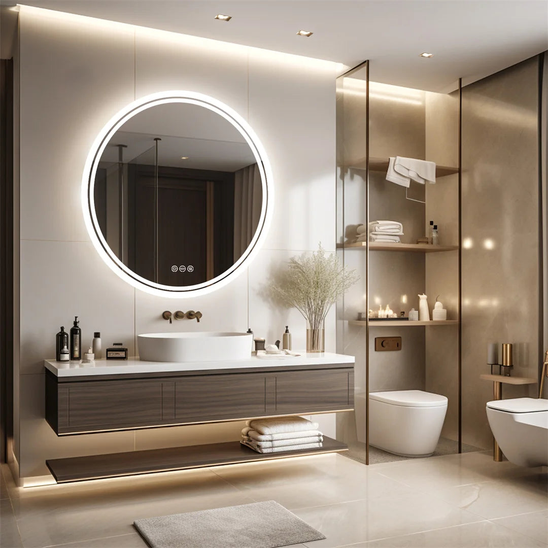 LUVODI 80cm Round Large LED Bathroom Mirror