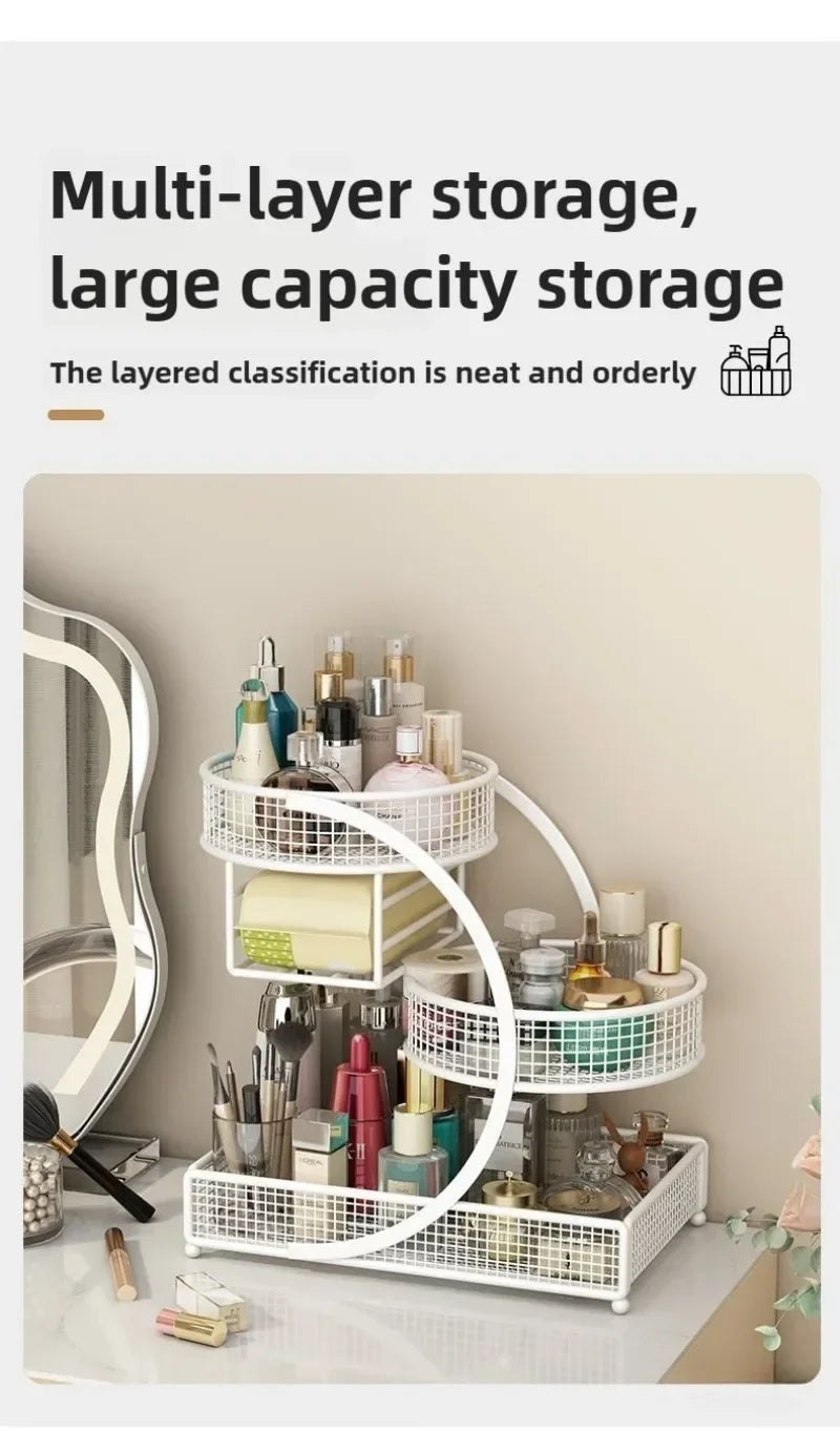 Hign-concerned Metal Makeup Storage Rack for Efficient Countertop Organization and Cosmetic Tools