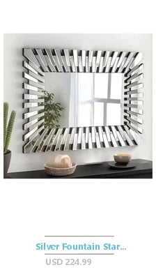 4 Pcs Square Silver Mirror Wall Decor Set 1.2 Inch