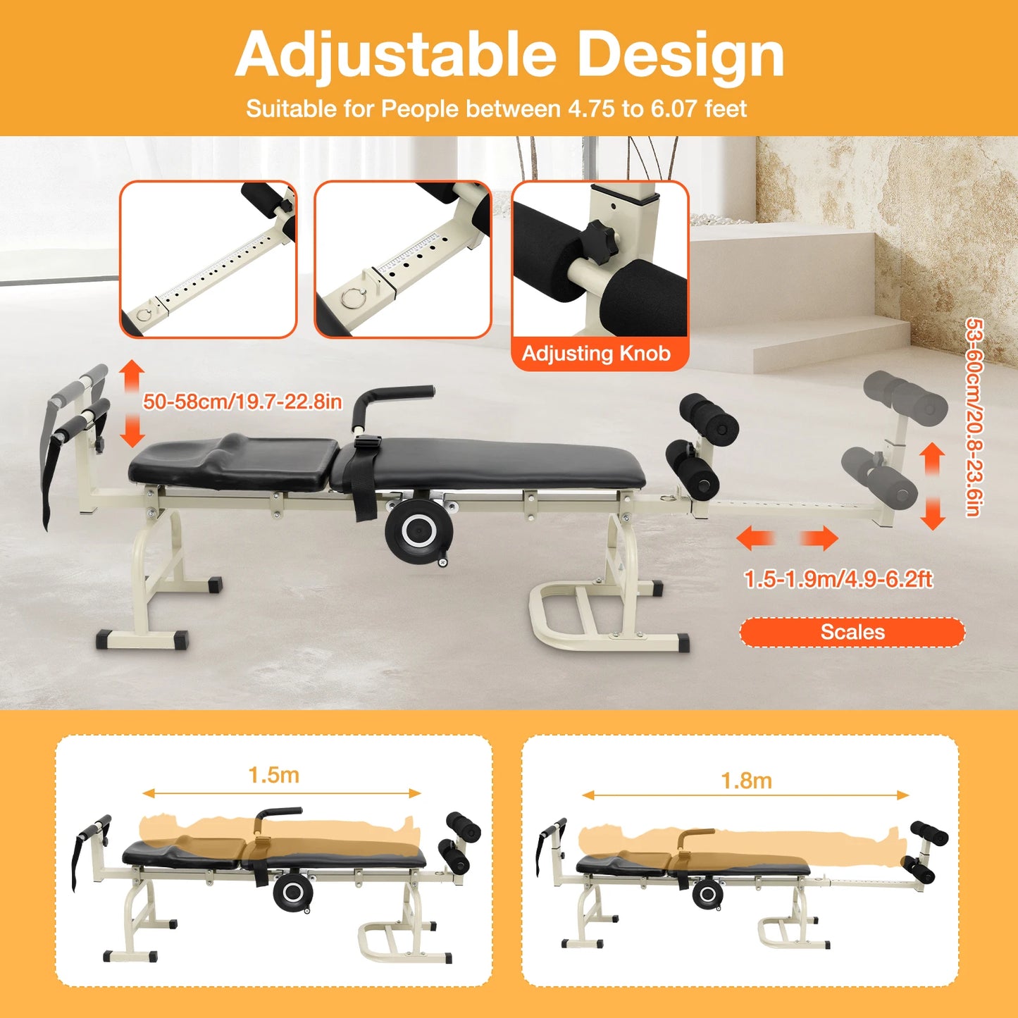 Multi Functional Portable Body Stretcher For Cervical And Lumbar Traction Bed